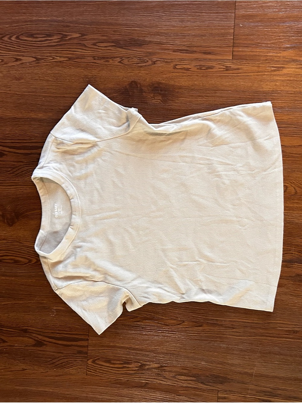 Old Navy Ribbed Cream Short Sleeve Crop Top